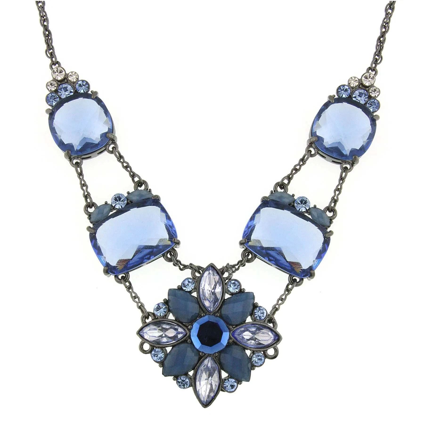 1928 Jewelry Blue Crystal Drop Necklace 16