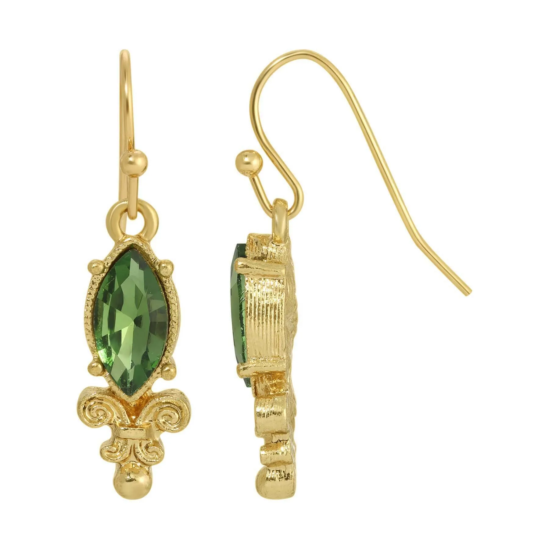 1928 Jewelry La Belle Emerald Crystal Drop Earrings