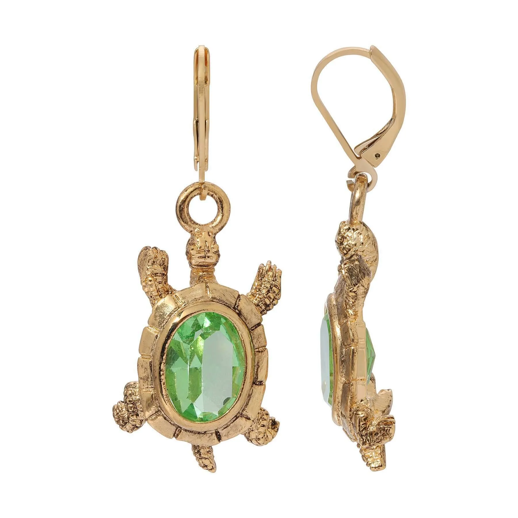 1928 Jewelry Peridot Austrian Crystal Galápagos Tortoise Drop Earrings