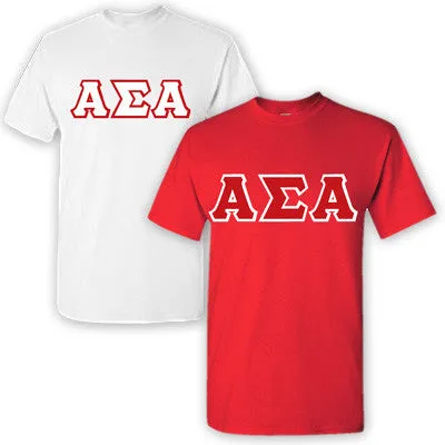 Alpha Sigma Alpha Lettered T-Shirt, 2-Pack Bundle Deal - G500 (2) - TWILL