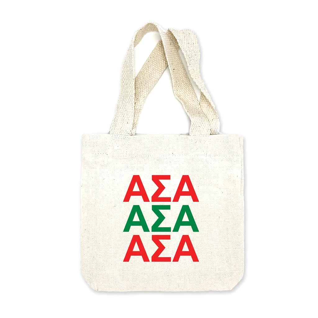 Alpha Sigma Alpha Sorority Greek Letters Mini Tote Gift Bag