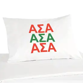 Alpha Sigma Alpha Sorority Letters in Sorority Colors Pillowcase