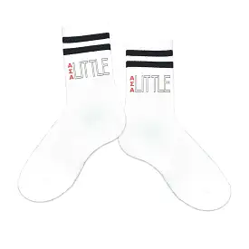 Alpha Sigma Alpha Sorority Socks for your Big and Little with Greek Letters on Striped Cotton Crew Socks