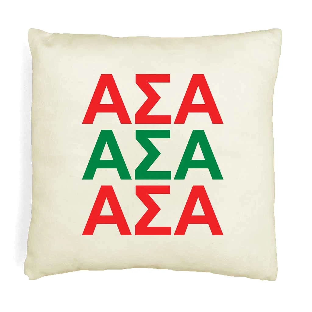 Alpha Sigma Alpha Throw Pillow Cover with Greek Letters