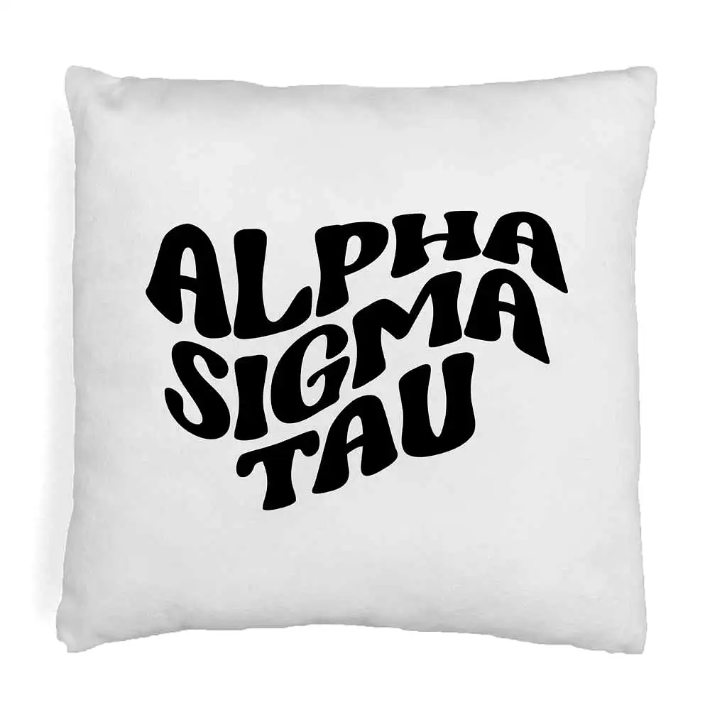 Alpha Sigma Tau Greek Mod Design on a Sorority Throw Pillow Cover for Dorm Room or Apartment Decor