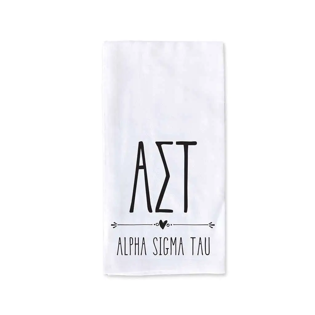 Alpha Sigma Tau Sorority Kitchen Towel with Boho Design