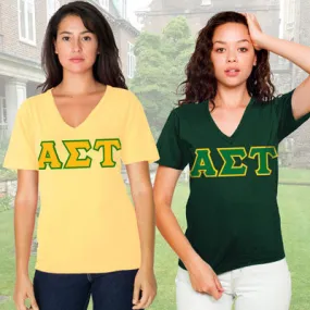 Alpha Sigma Tau Sorority V-Neck Shirt (2-Pack) - Bella 3005 - TWILL