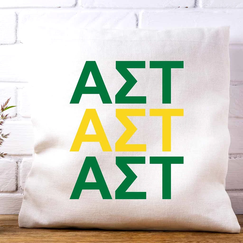 Alpha Sigma Tau Throw Pillow Cover with Greek Letters