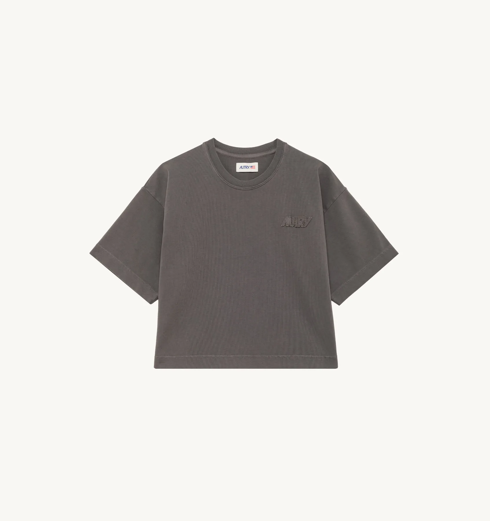 AUTRY APPAREL WOMAN  BOXY T-SHIRT IN GRAY HEAVY COTTON