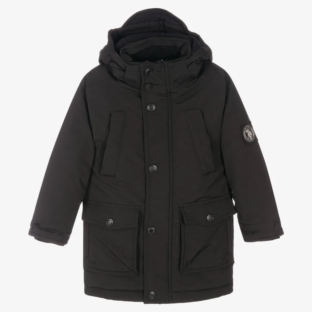 Boys Black Hooded Coat