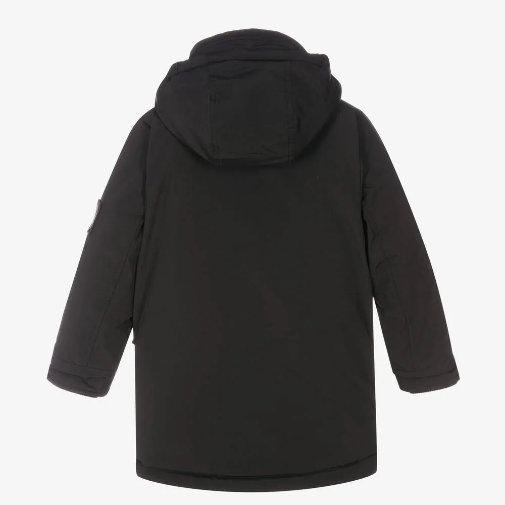 Boys Black Hooded Coat