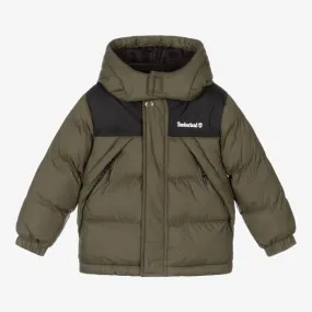 Boys Green Logo Puffer Coat