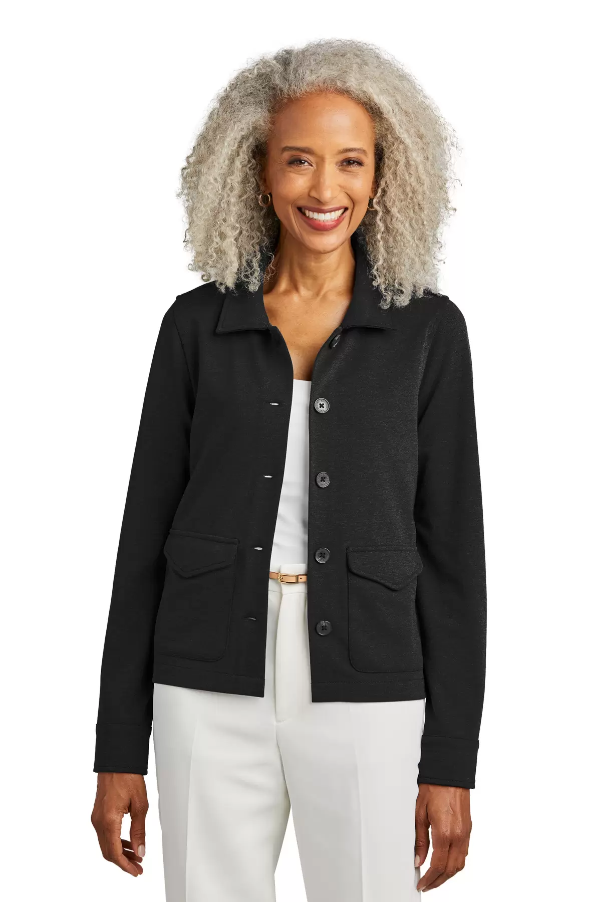 Brooks Brothers BB18205  Women's Mid-Layer Stretch Button Jacket SKU: BB18205