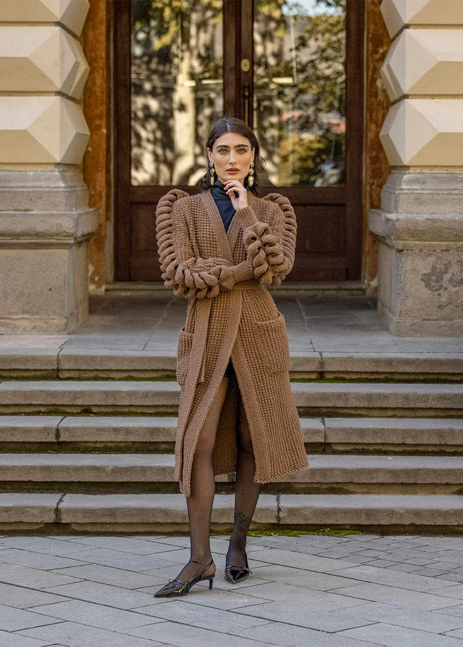 BROWN HAND KNITTED COAT