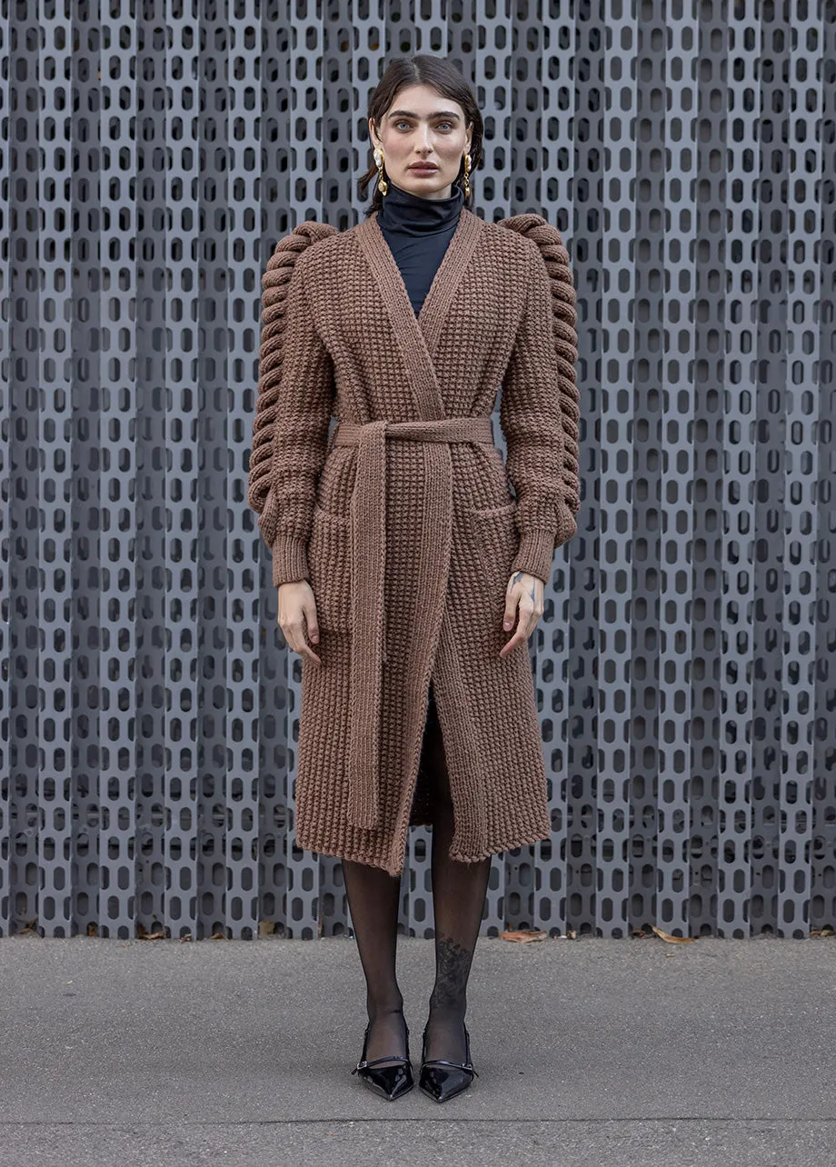 BROWN HAND KNITTED COAT