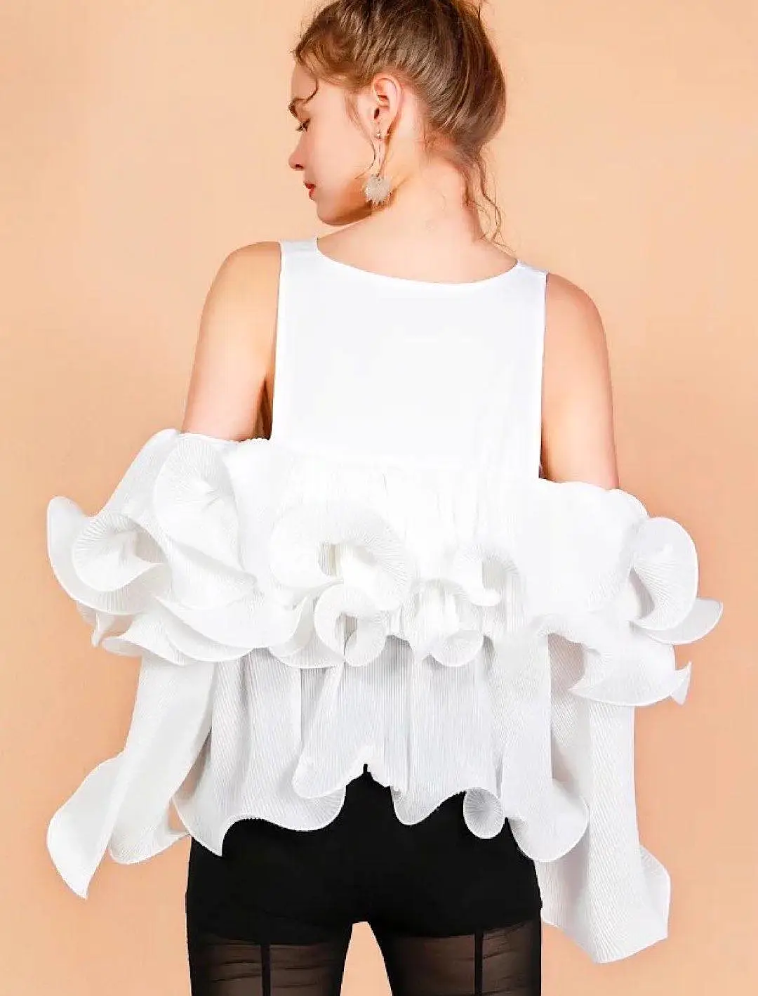 Chiffon Frill Layered Sleeveless Blouse