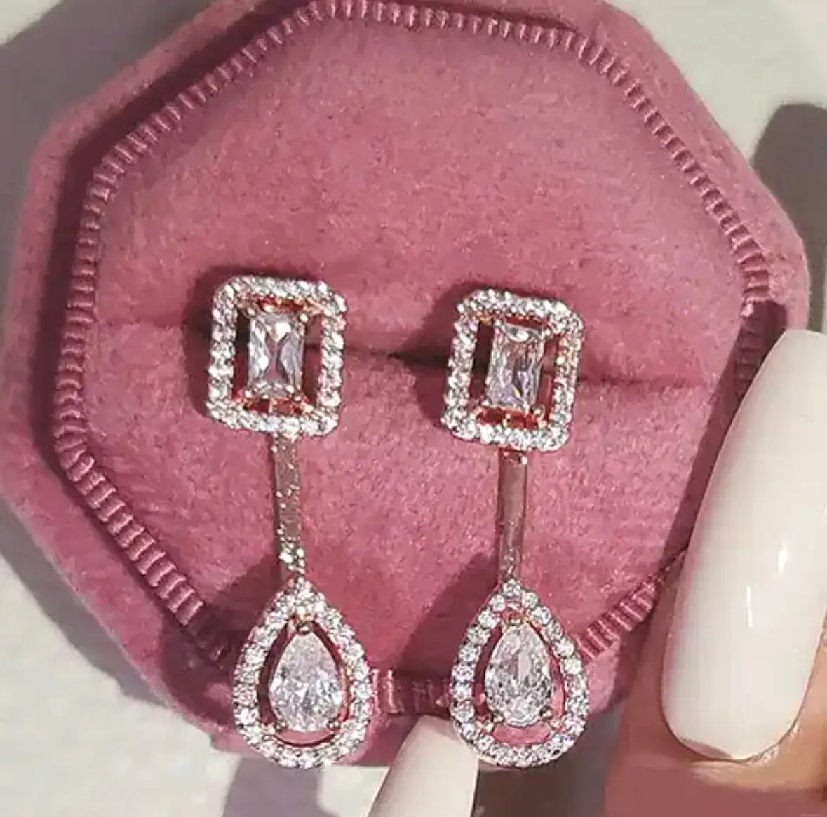 Crystal Drop Pear Diamond Earrings