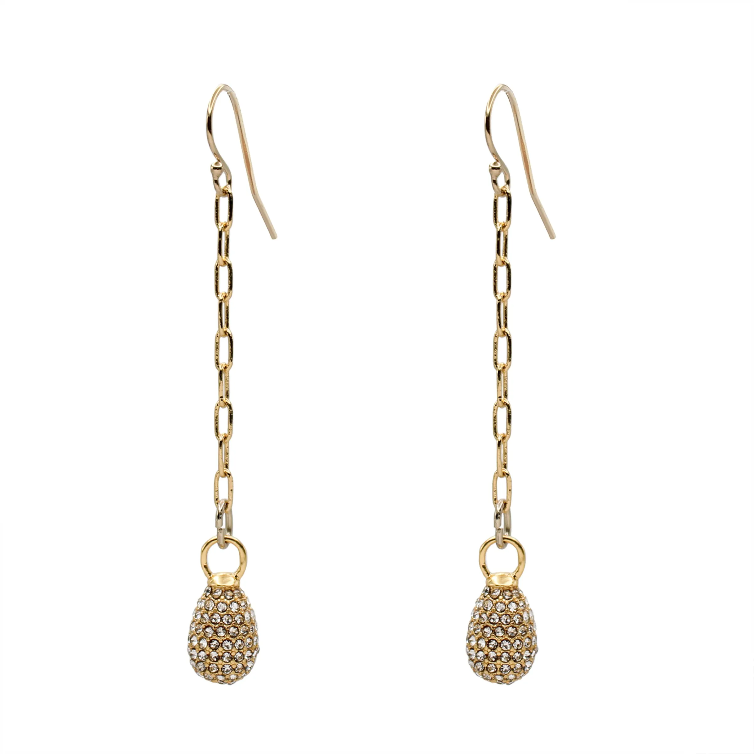 Crystal Egg Teardrop Chain Drop Earring