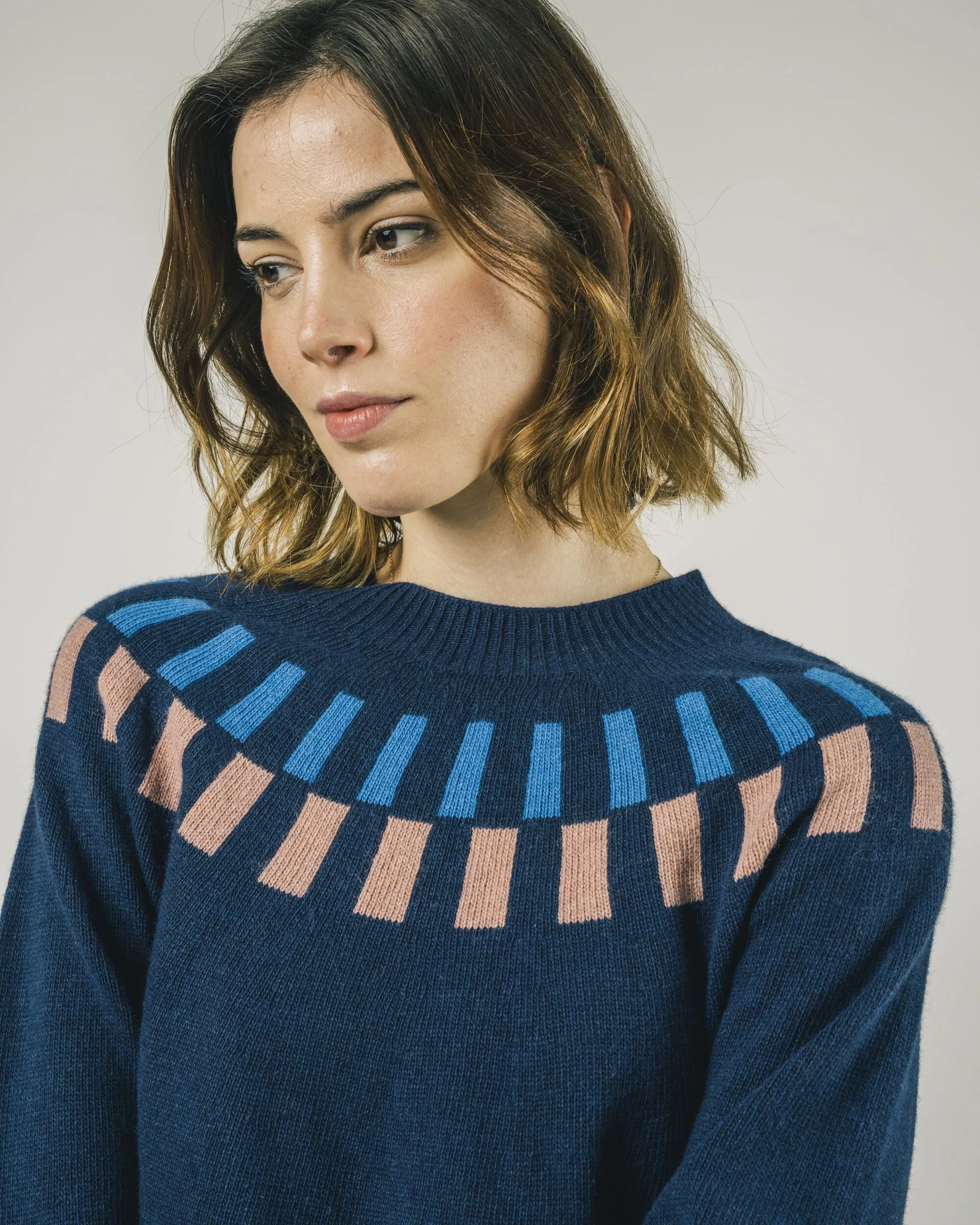 Cube Jacquard Sweater Navy