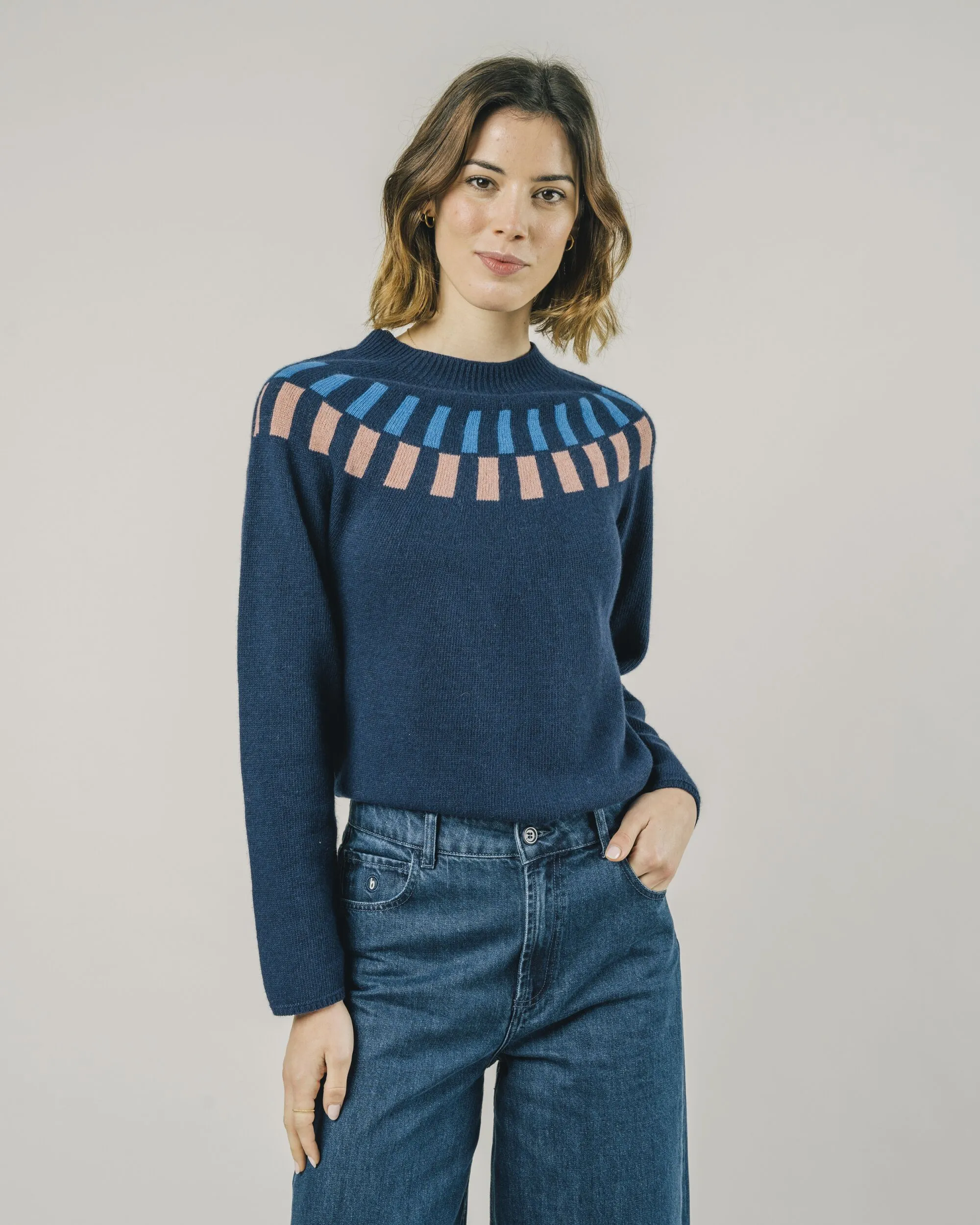 Cube Jacquard Sweater Navy