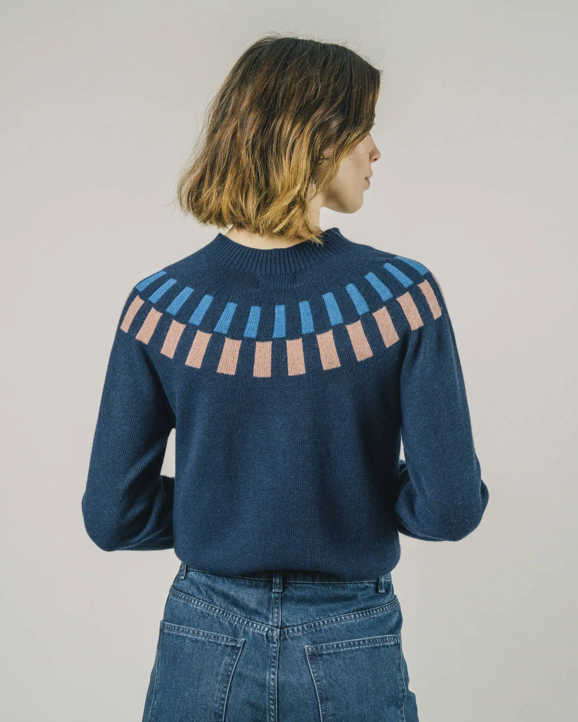 Cube Jacquard Sweater Navy