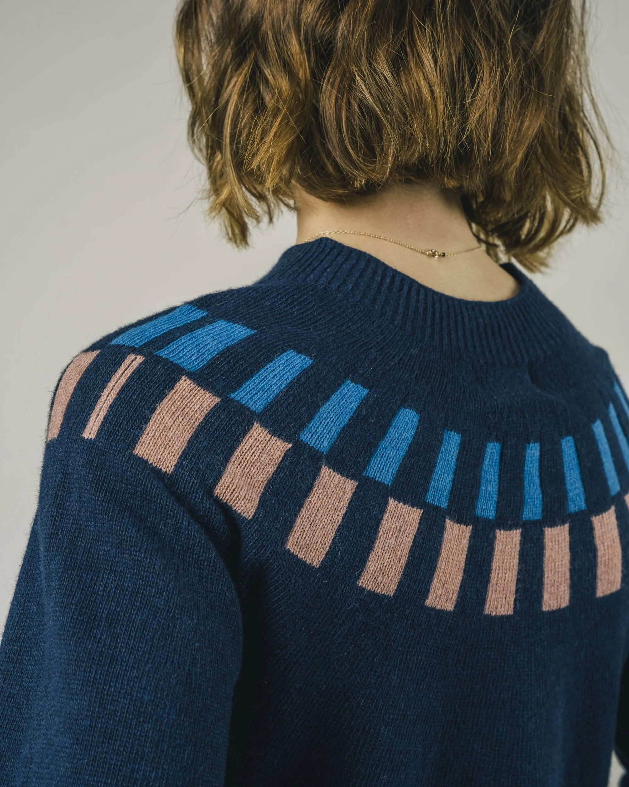 Cube Jacquard Sweater Navy