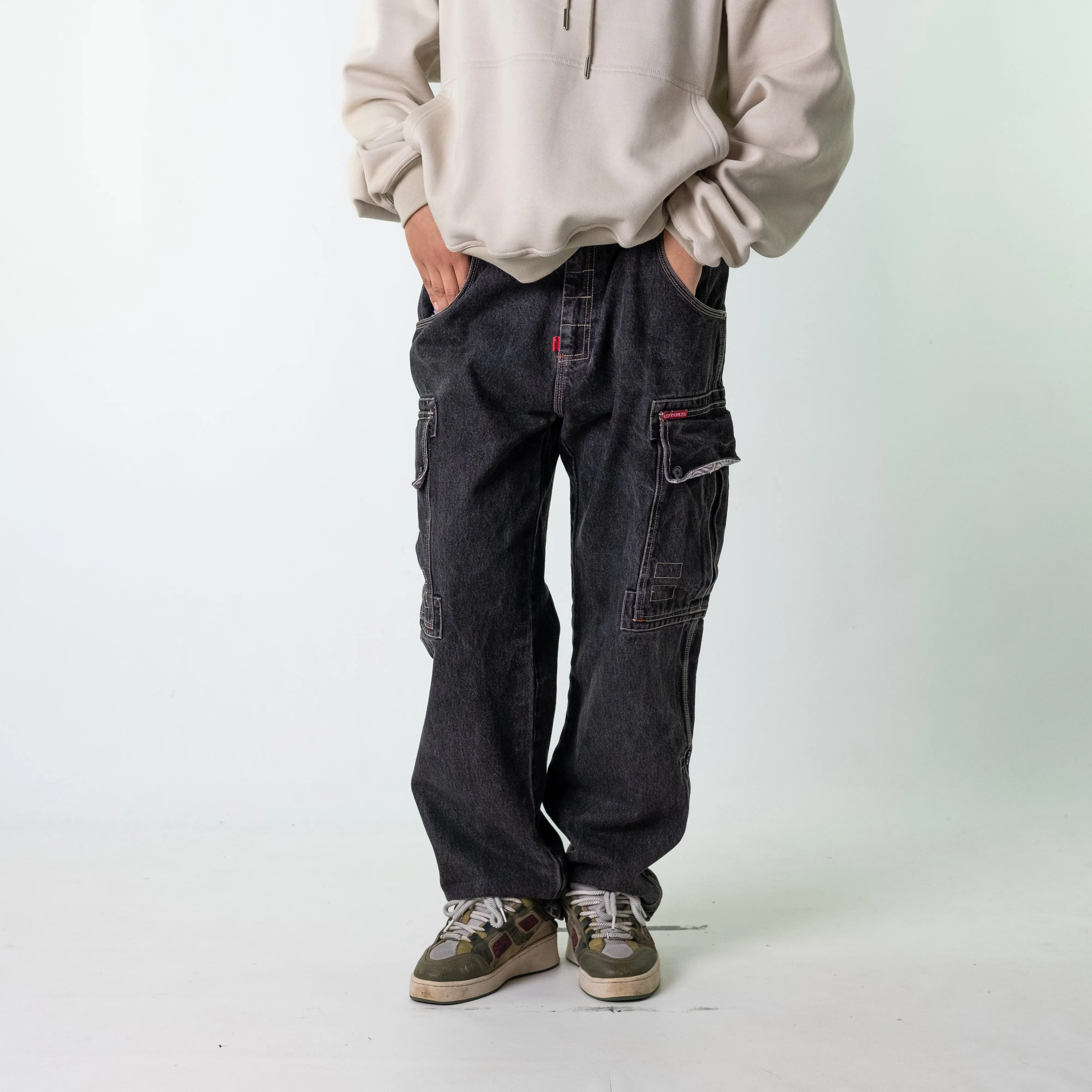 Dark Grey 90s Baggy Hip Hop Ecko Unltd. Cargo Skater Trousers Pants Jeans (32x32)