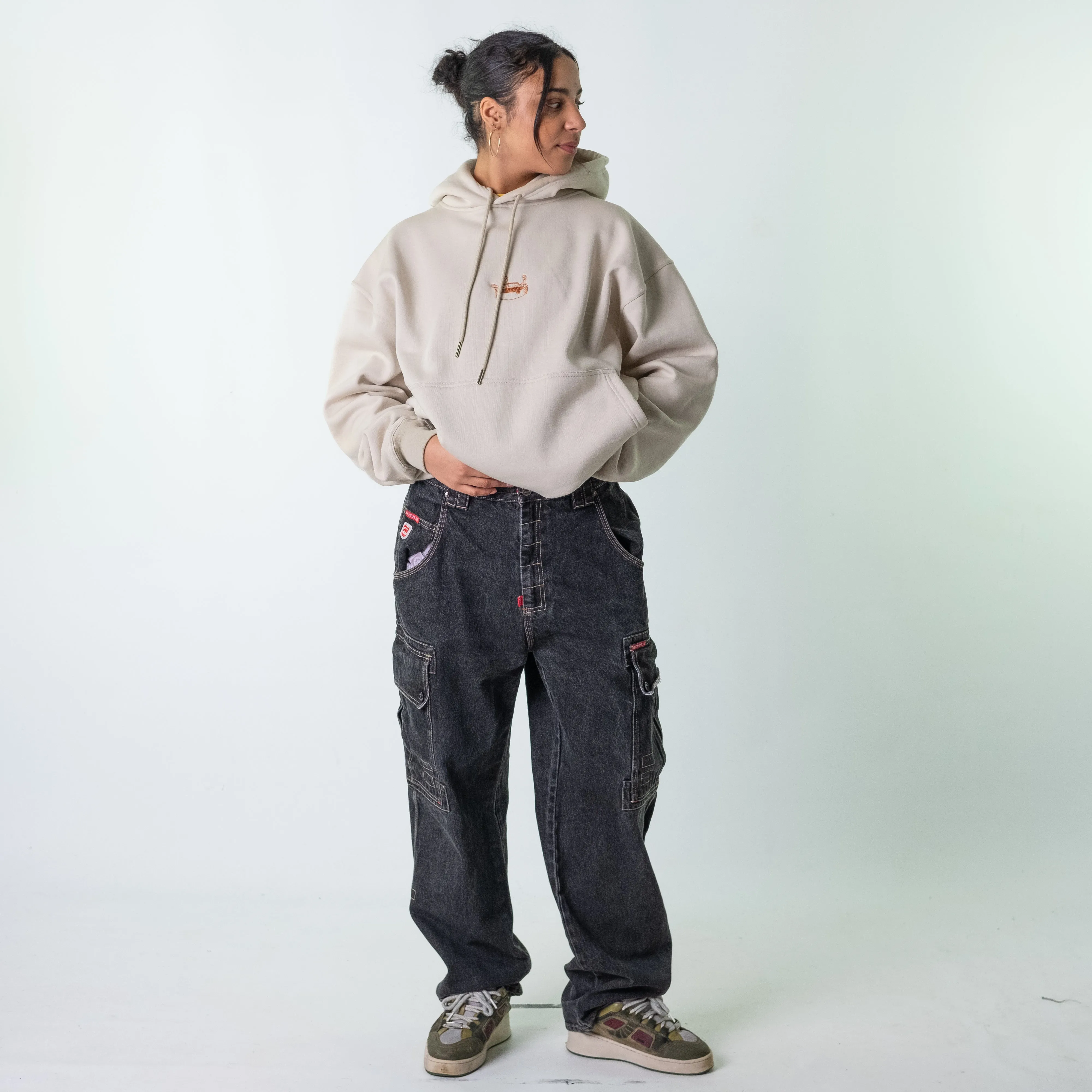 Dark Grey 90s Baggy Hip Hop Ecko Unltd. Cargo Skater Trousers Pants Jeans (32x32)