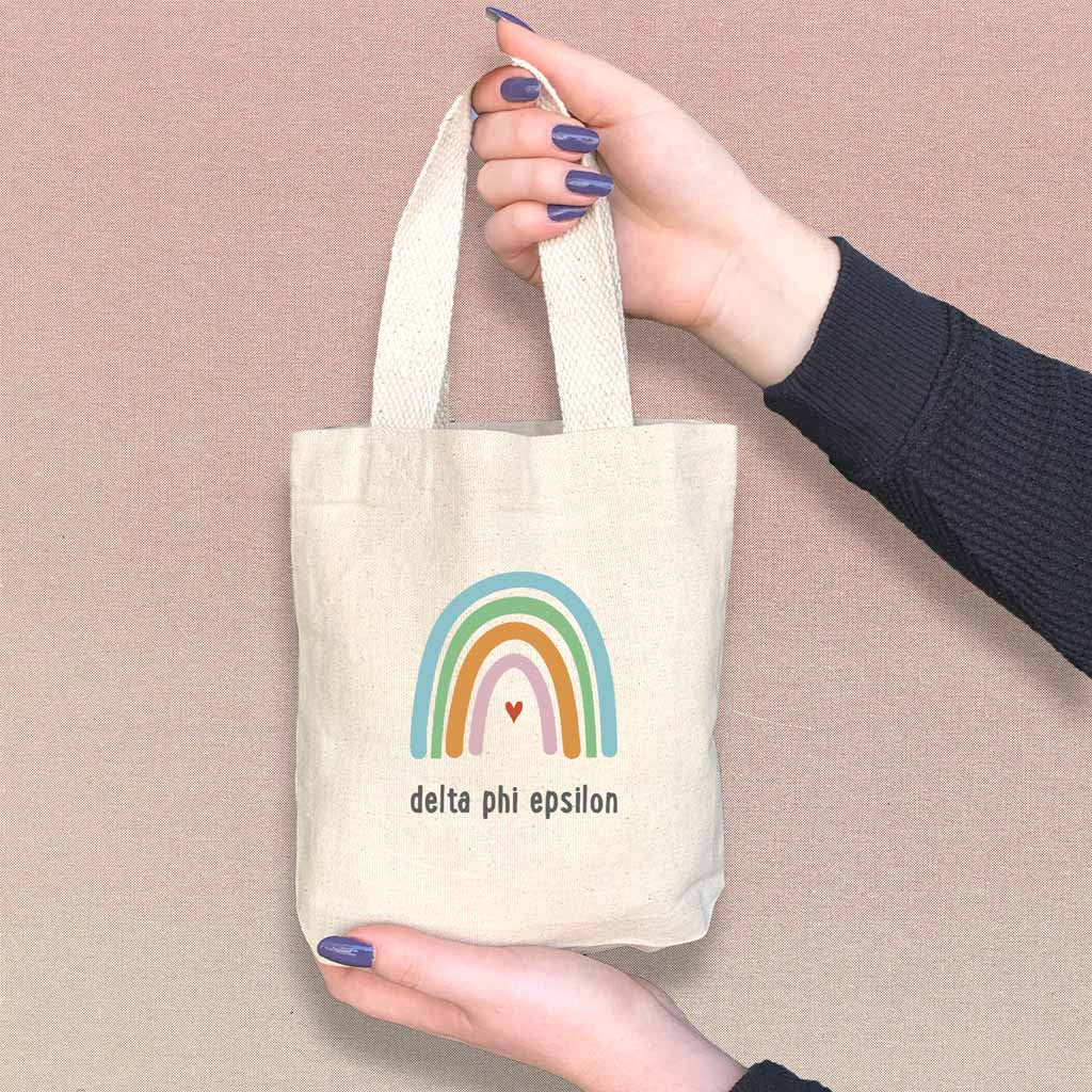 Delta Phi Epsilon Sorority Rainbow Mini Tote Gift Bag