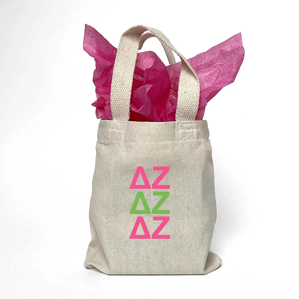 Delta Zeta Sorority Greek Letters Mini Tote Gift Bag