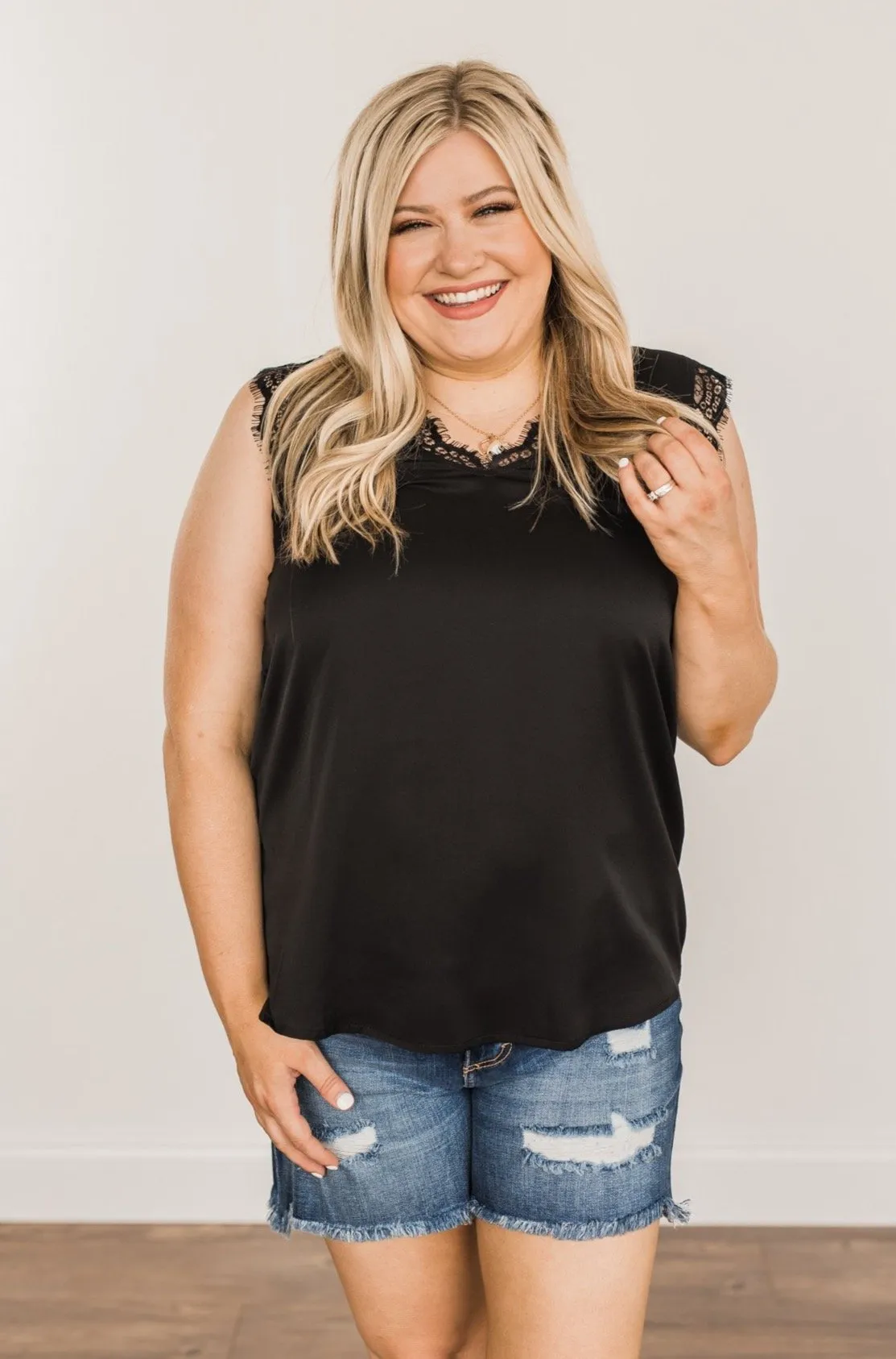 Embrace The Elegance Sleeveless Blouse- Black