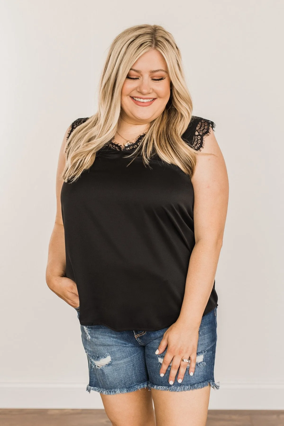 Embrace The Elegance Sleeveless Blouse- Black