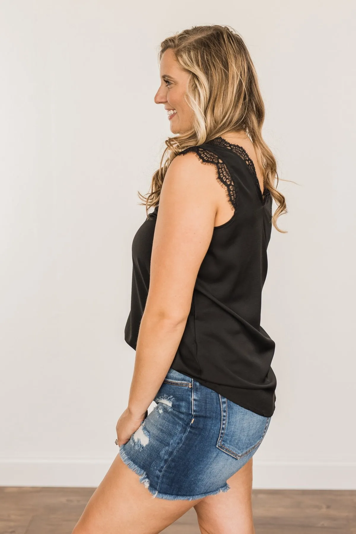 Embrace The Elegance Sleeveless Blouse- Black