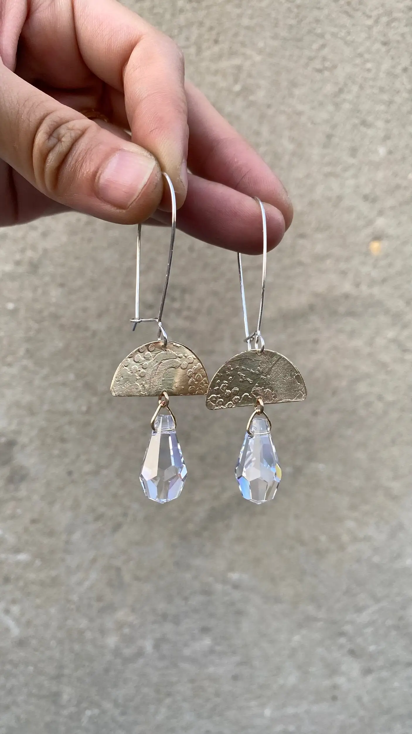 Etched Drop Crystal Earrings