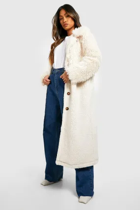 Faux Fur Borg Mix Oversized Coat