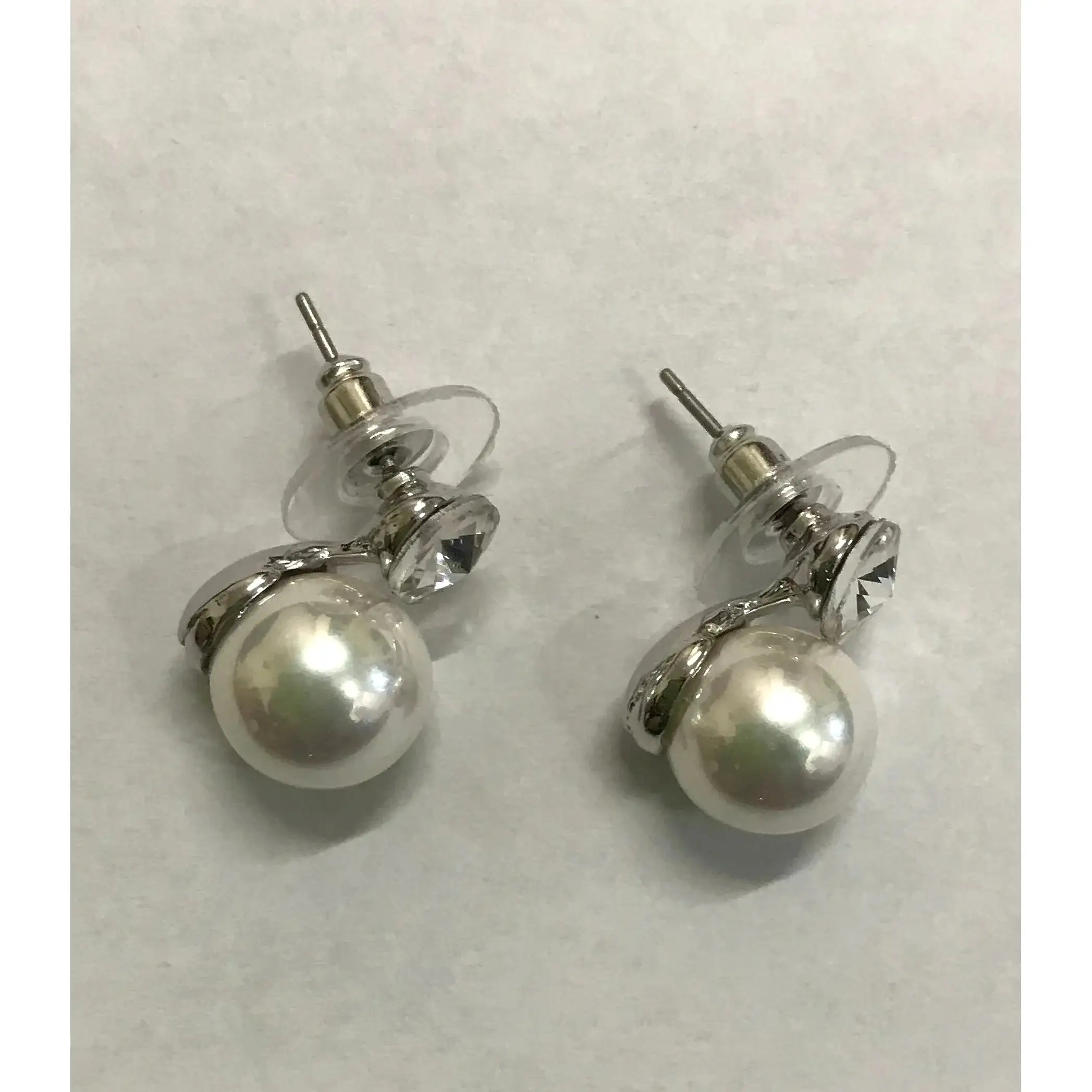 Faux pearl and Crystal drop earrings