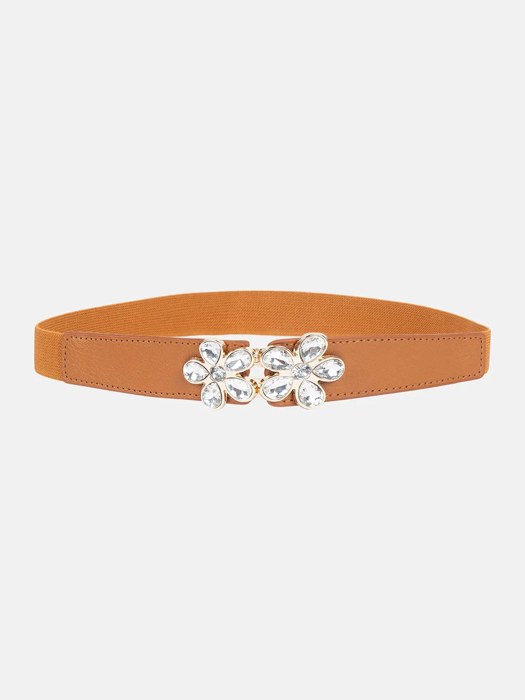 Floral Rhinestone Buckle Belt