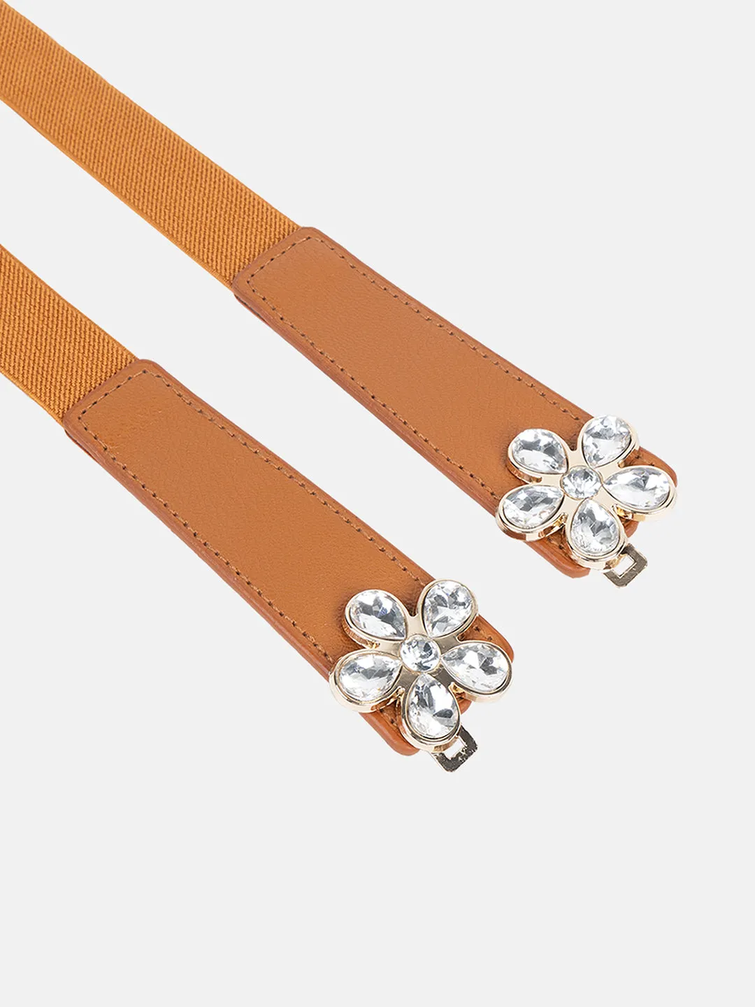 Floral Rhinestone Buckle Belt