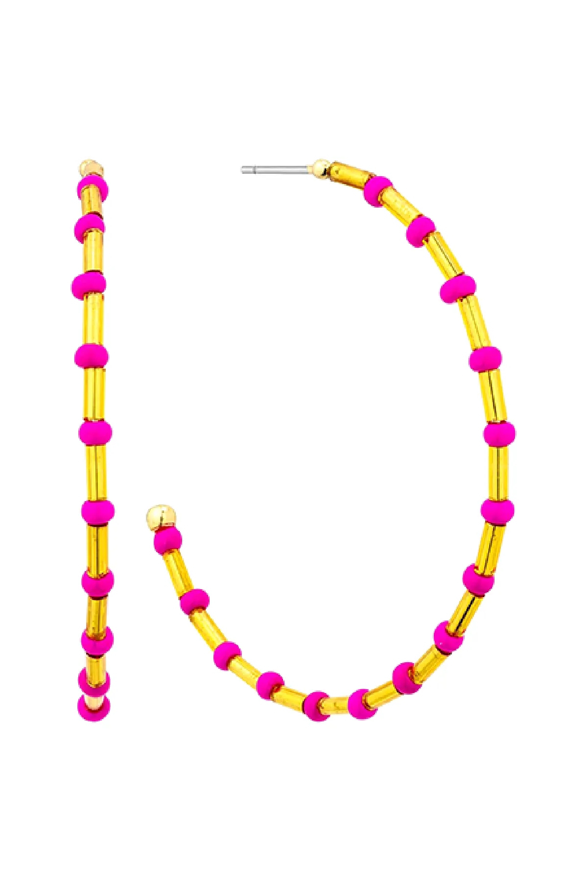 Fuchsia Beaded Hoops