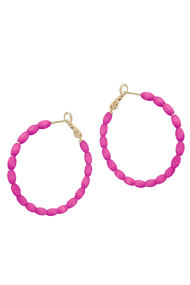 Fuchsia Beaded Hoops