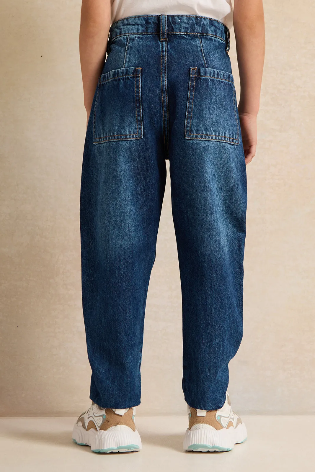 Girls Blue Denim Cargo Jeans