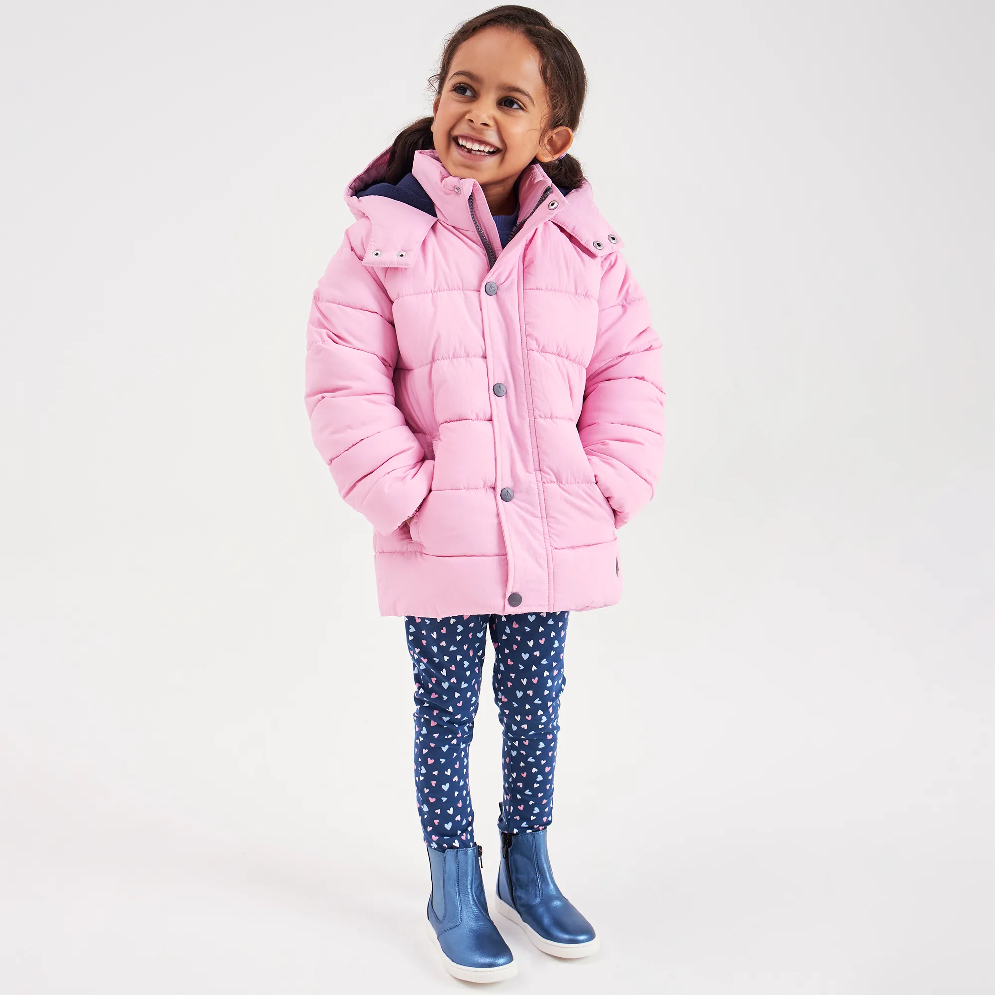 Girls Pink Showerproof Puffer Coat