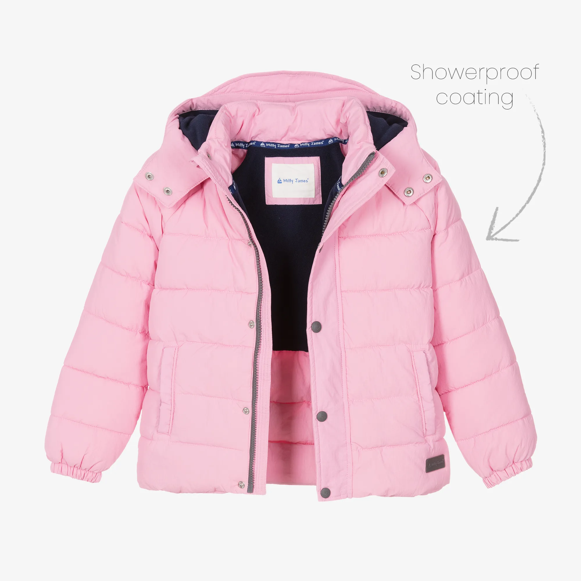 Girls Pink Showerproof Puffer Coat