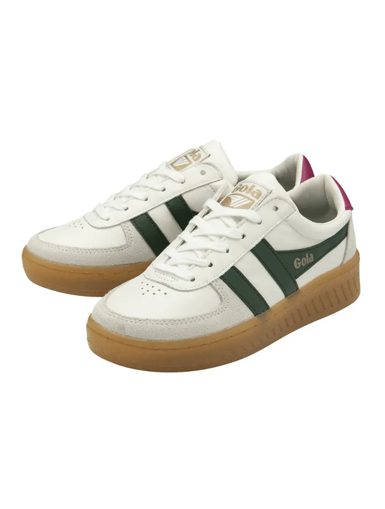 Gola Grandslam Elite Sneaker in White/Evergreen/Fuchisa/Gum (Final Sale)