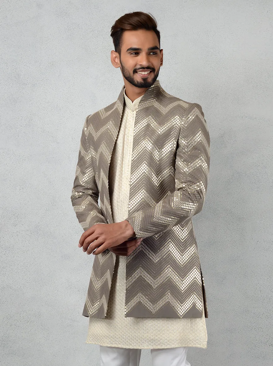 Grey & Cream Indowestern | TULA