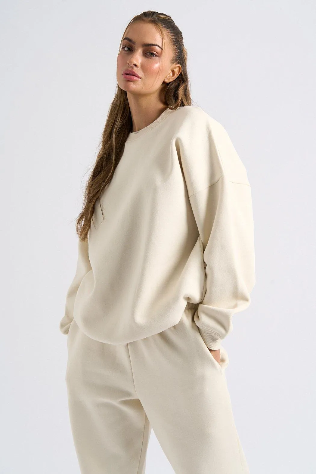 Hoodies & Sweatshirts | Cream Oversized Sweatshirt | Urban Bliss