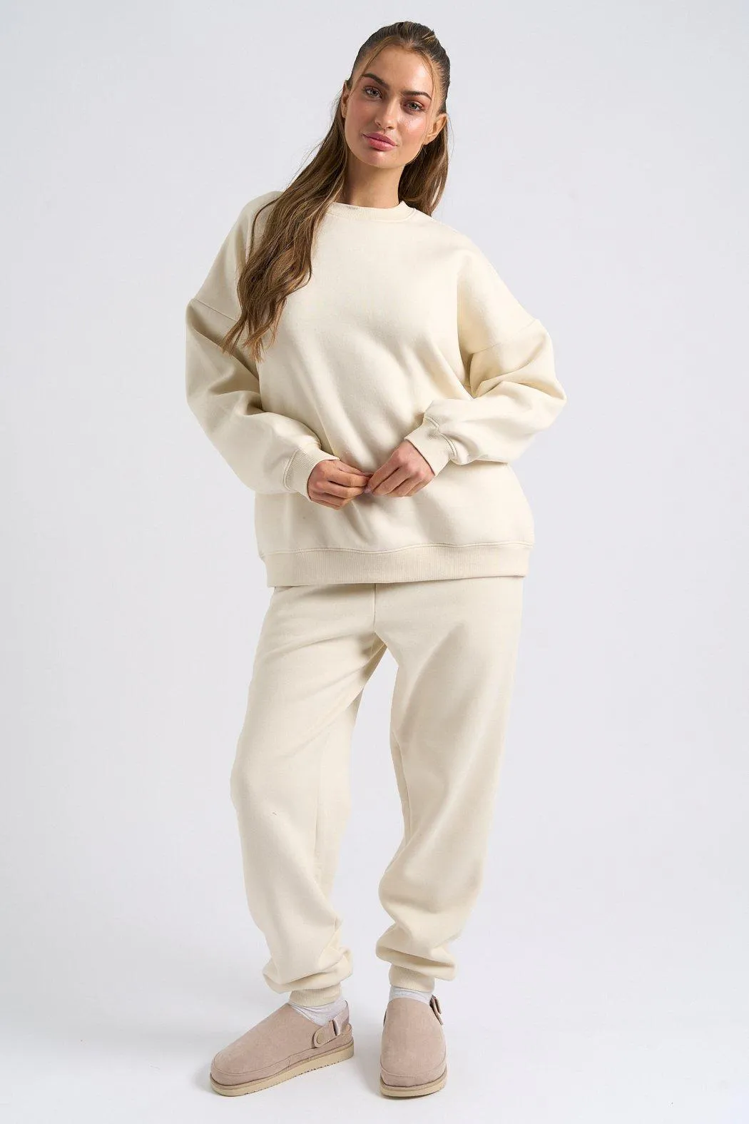 Hoodies & Sweatshirts | Cream Oversized Sweatshirt | Urban Bliss