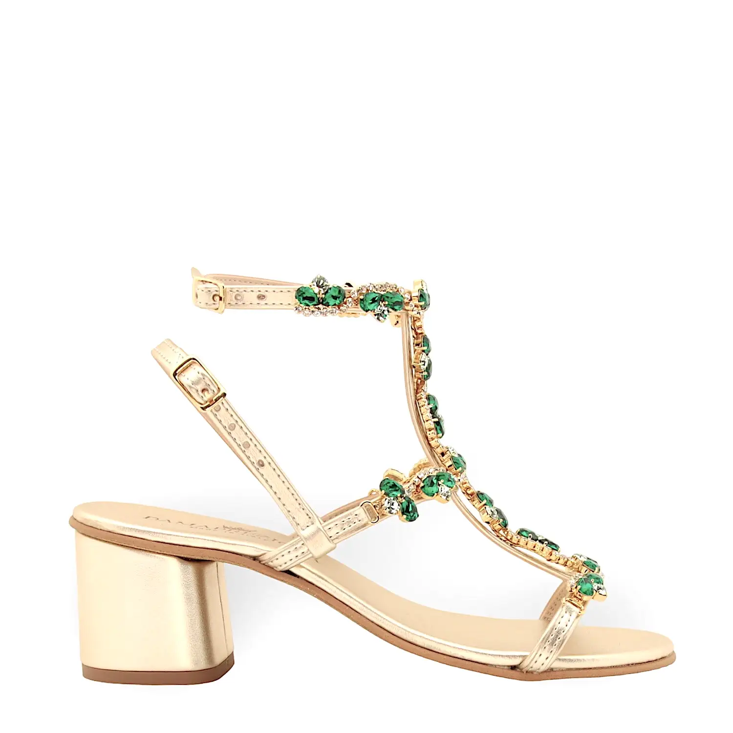 IRINA SANDAL WITH EMERALD GREEN CRYSTAL DROP