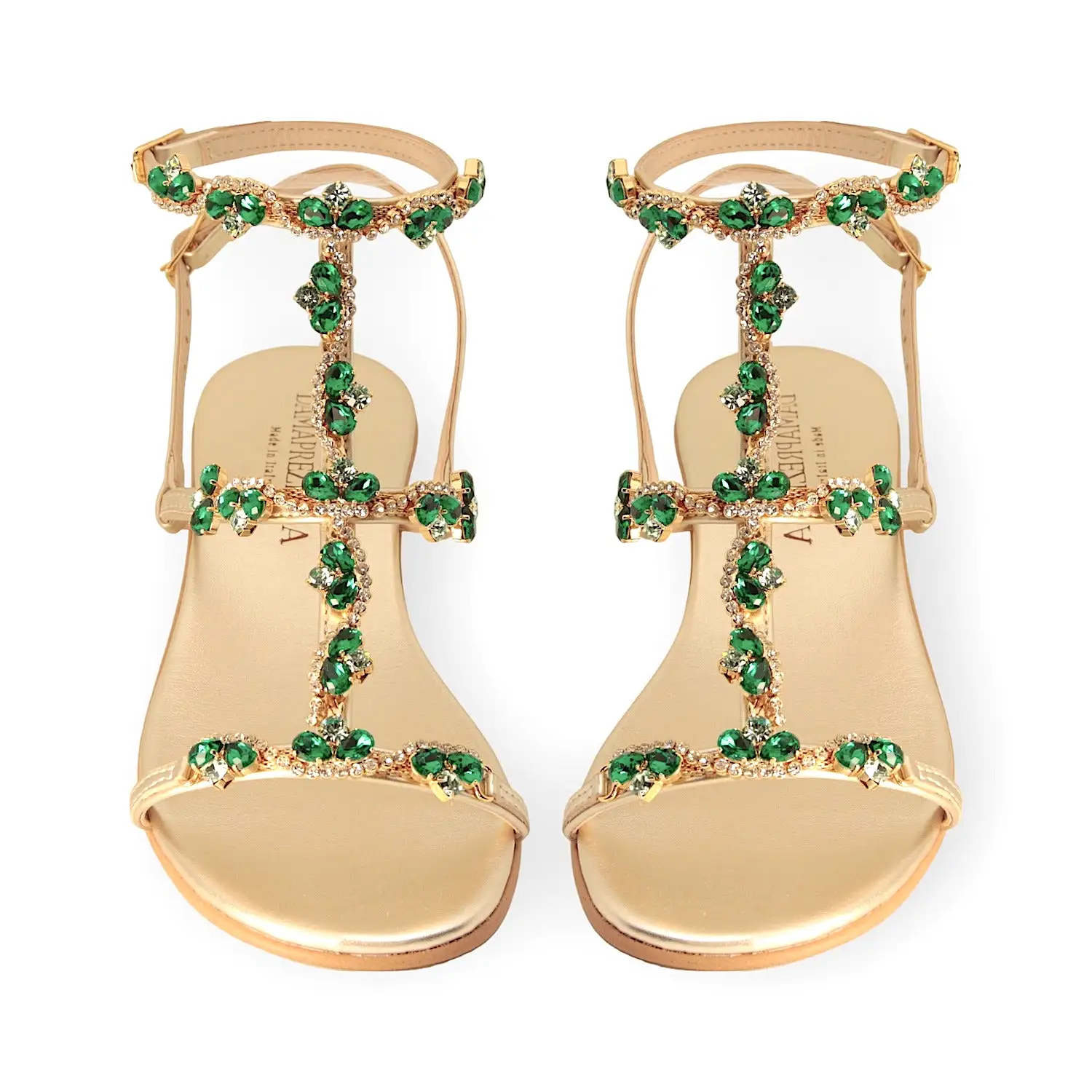 IRINA SANDAL WITH EMERALD GREEN CRYSTAL DROP