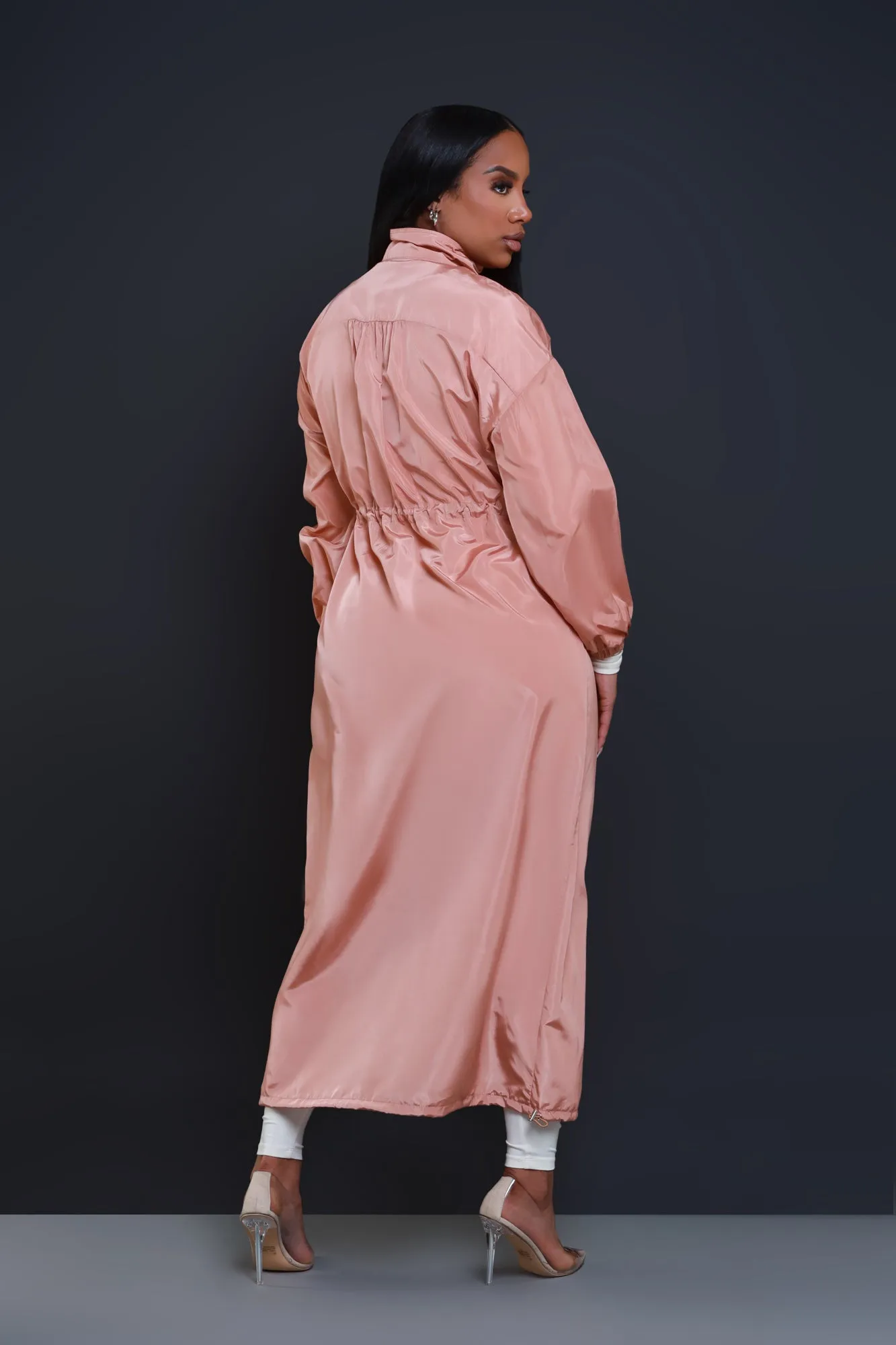 Just Like It Contrast Longline Trenchcoat - Rose Pink